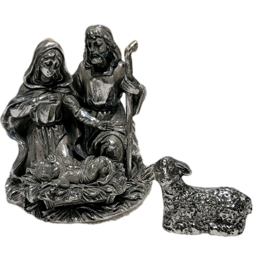 International Silver Co Christmas Nativity Scene Silver Finished